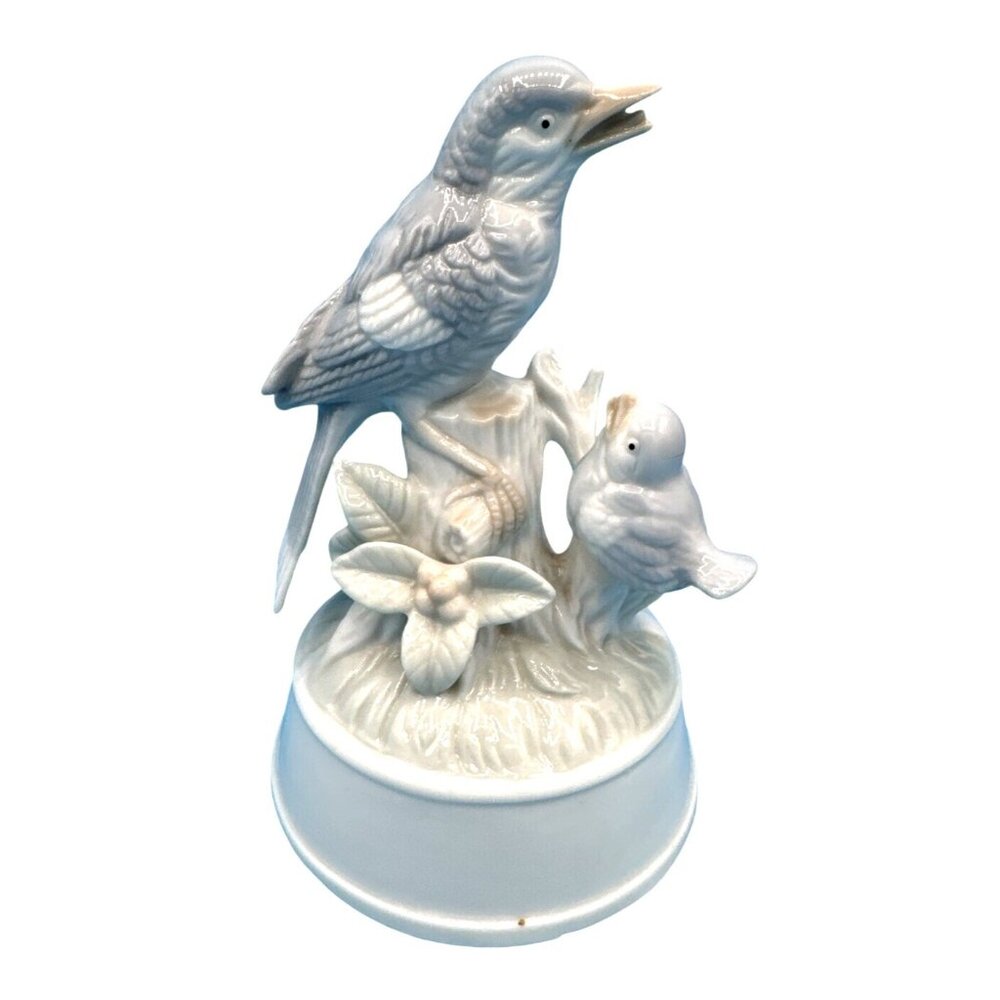 Ardant Porcelain Bird Chick Music Box "Love Me Tender"